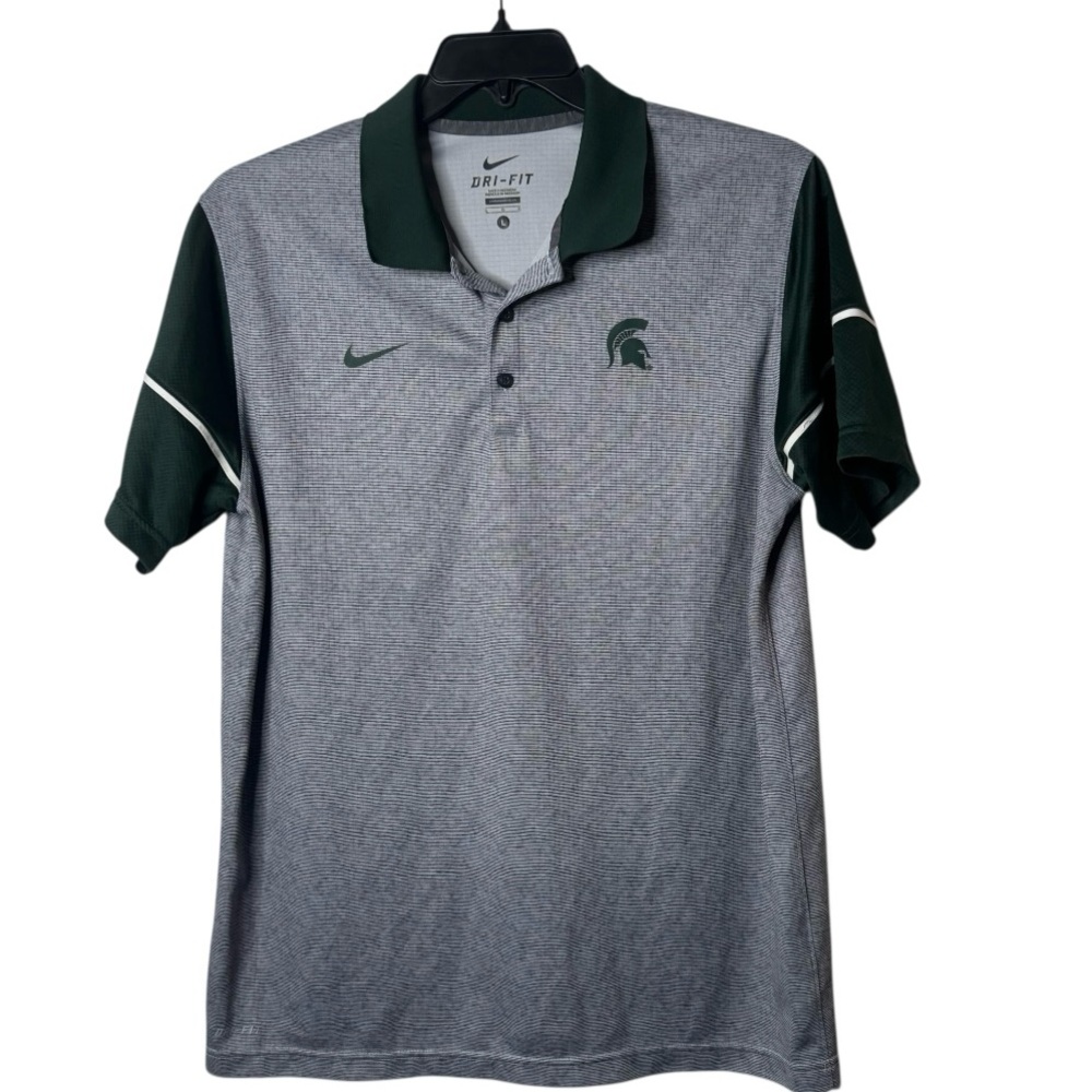 Nike Dri-FIT Gray and Dark Green Men's Polo